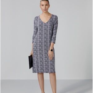 Pure Collection Soft Jersey Ditsy Print V Neck Dress Size 12